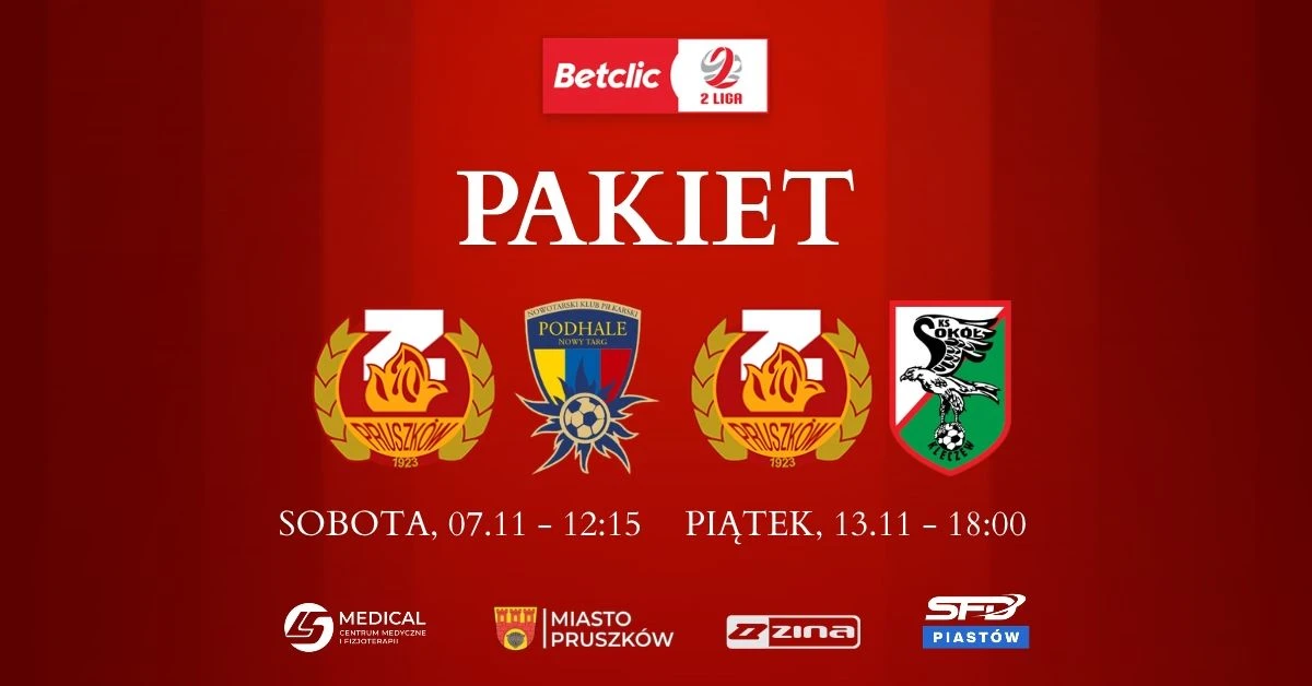 MKS Znicz Pruszków - bilet na 2 mecze